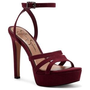 Jessica Simpson Balina Burgundy Suede Platform Dress High Heel Formal Sandals